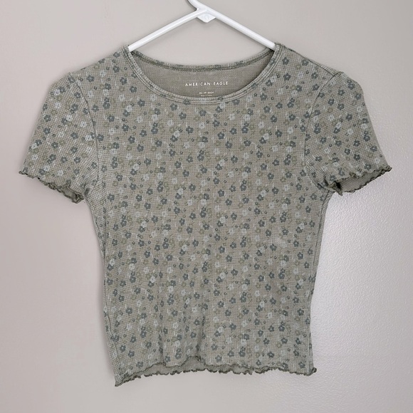 American Eagle Floral Waffle Baby Tee - Picture 2 of 5
